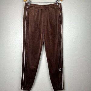 Sergio Tacchini Track Pants Joggers Velour Brown White Stripe Mens Size L